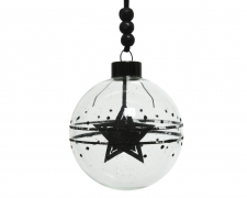 X186KI Box of 3 glass balls with black star D8cm