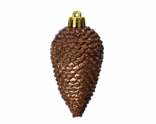 X187KI Bo&icirc;te de 6 pommes de pin plastique cuivre &agrave; suspendre H6