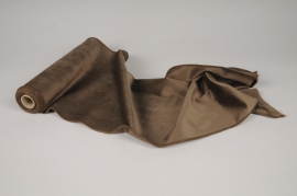 X203RB Chemin de table en velours marron 28cm x 3m
