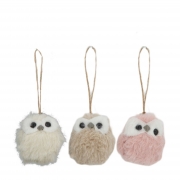 X216U7 Assorted suspended fluffy owl H6cm 