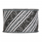 X216UN White cotton ribbon with stripes 63mm x 10m