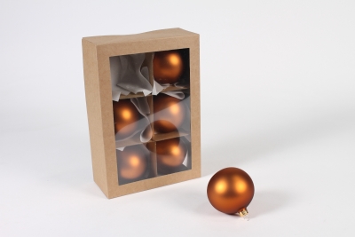 X221T1 Bo�te de 6 boules en verre mat cuivre D8cm