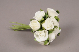 x244fd Mini bouquet de roses artificielles blanches H10cm