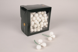 X246X4 Boîte de 144 boules verre brillant blanc D25mm
