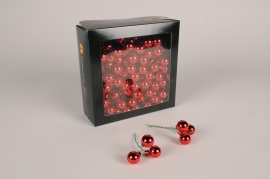 X251X4 Boîte de 144 boules verre brillant rouge D20mm