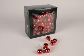 X252X4 Boîte de 144 boules verre brillant rouge D25mm