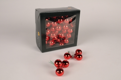 X253X4 Bo�te de 72 boules verre brillant rouge D30mm