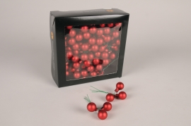 X254X4 Boîte de 144 boules verre mat rouge D20mm