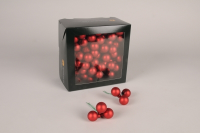 X255X4 Bo�te de 144 boules verre mat rouge D25mm