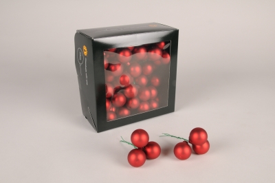X256X4 Bo�te de 72 boules verre mat rouge D30mm