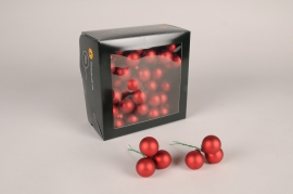 X256X4 Boîte de 72 boules verre mat rouge D30mm