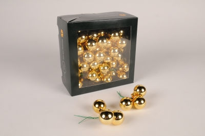 X259X4 Bo�te de 72 boules verre brillant or D30mm