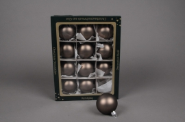 X261T1 Box of 12 balls matt taupe grey diameter 6cm