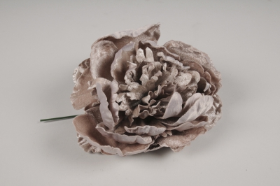 x269am Pivoine artificielle en velours mauve clair D18cm