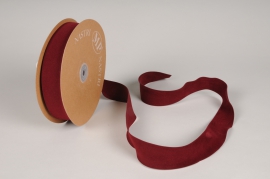 X285UN Ruban de velours bordeaux 40mm x 30m