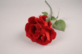 x297fd Rose artificielle rouge H58cm