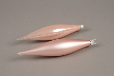 X313T1 Bo�te de 6 c�nes en verre rose poudr� H15cm