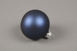 X317T1 Box of 12 matte blue glass balls D6cm