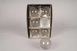 X356T1 Box of 6 grey clear glass balls D8cm