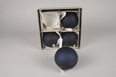 X358T1 Boite de 4 boules en verre bleu D10cm