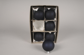 X359T1 Box of 6 navy blue glass balls D8cm