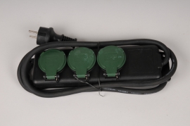 X370KI Black outdoor power strip 3 sockets L26cm
