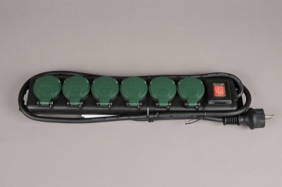 X371KI Black outdoor power strip 6 sockets L40cm