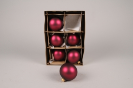 X373T1 Box of 6 rasberry glass balls D8cm 