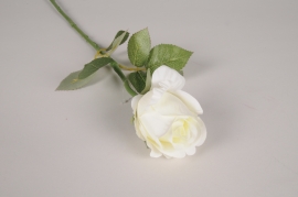 x378am White artificial rose H58cm