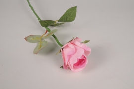 x379am Pink artificial rose H58cm