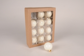 X383T1 Box of 12 shiny white glass balls D6cm
