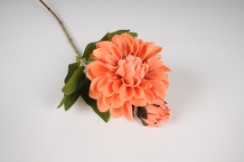x390fd Peach artificial dahlia H65cm