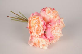 x394am Bouquet de 6 pivoines artificielles roses H42cm