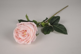 x399ee Rose artificielle rose pâle H60cm