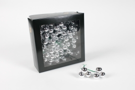 X4-000046 Box of 144 shiny silver glass balls D25mm