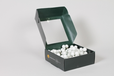 X4-000050 Boite de 144 boules en verre blanc mat D20mm