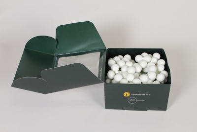 X4-000051 Boite de 144 boules verre blanc mat D25mm