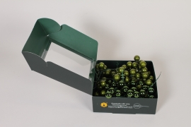 X4-000054 Boîte de 144 boules verre vert kaki D20mm