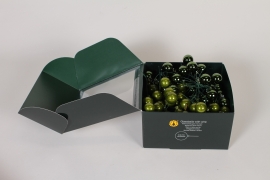 X4-000055 Boîte de 144 boules verre vert kaki D25mm