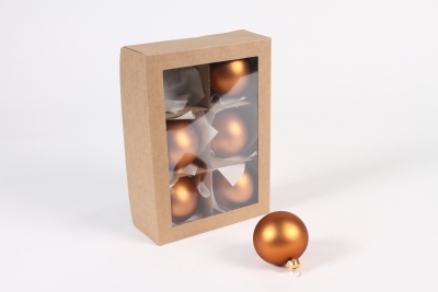 X401T1 Bo�te de 6 boules en verre mat cuivre D6cm