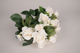 x403am Bouquet de roses artificielles blanches H52cm