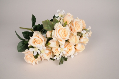 x405am Bouquet de roses artificielles p�che H52cm