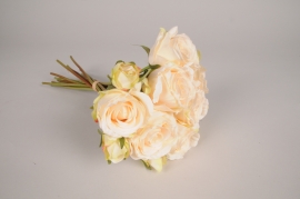 x416am Bouquet de roses artificielles crème H32cm