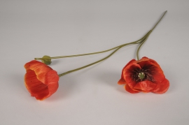 x418jp Orange artificial poppy H80cm