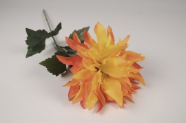 x425ee Dahlia artificiel orange H63cm