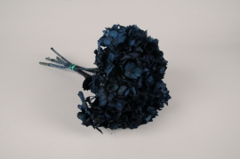 x465ab Dark blue preserved hydrangea H33cm