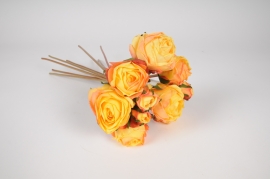 x468am Bouquet de roses artificielles jaunes H37cm