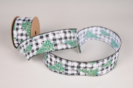 X468UN Christmas fir tree pattern ribbon 63mm x 10m