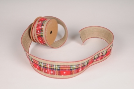 X470UN Red Christmas ribbon 63mm x 10m