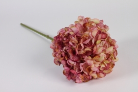 x509am Hortensia artificiel rose et jaune H63cm